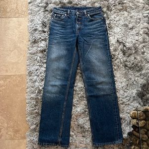 GANNI WASHED DENIM MID-WAIST RELAXED FIT JEANS